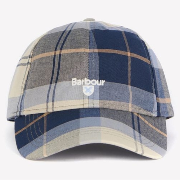 Barbour Check Blue Cream Beige Grey Tartan Sports Cap - Picture 2 of 4
